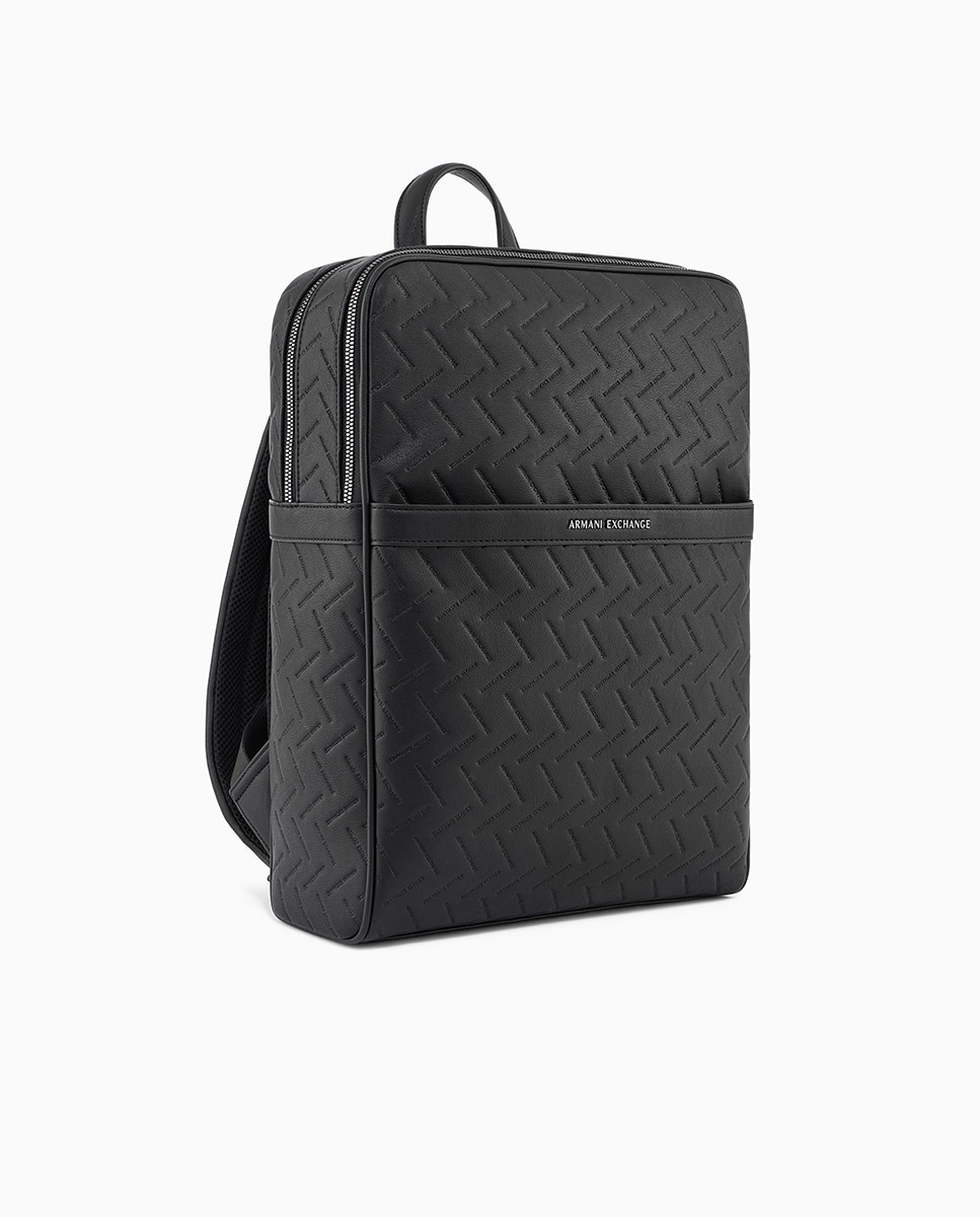 Mochila para Computador com Efeito de Logótipo Acolchoado Preto-5