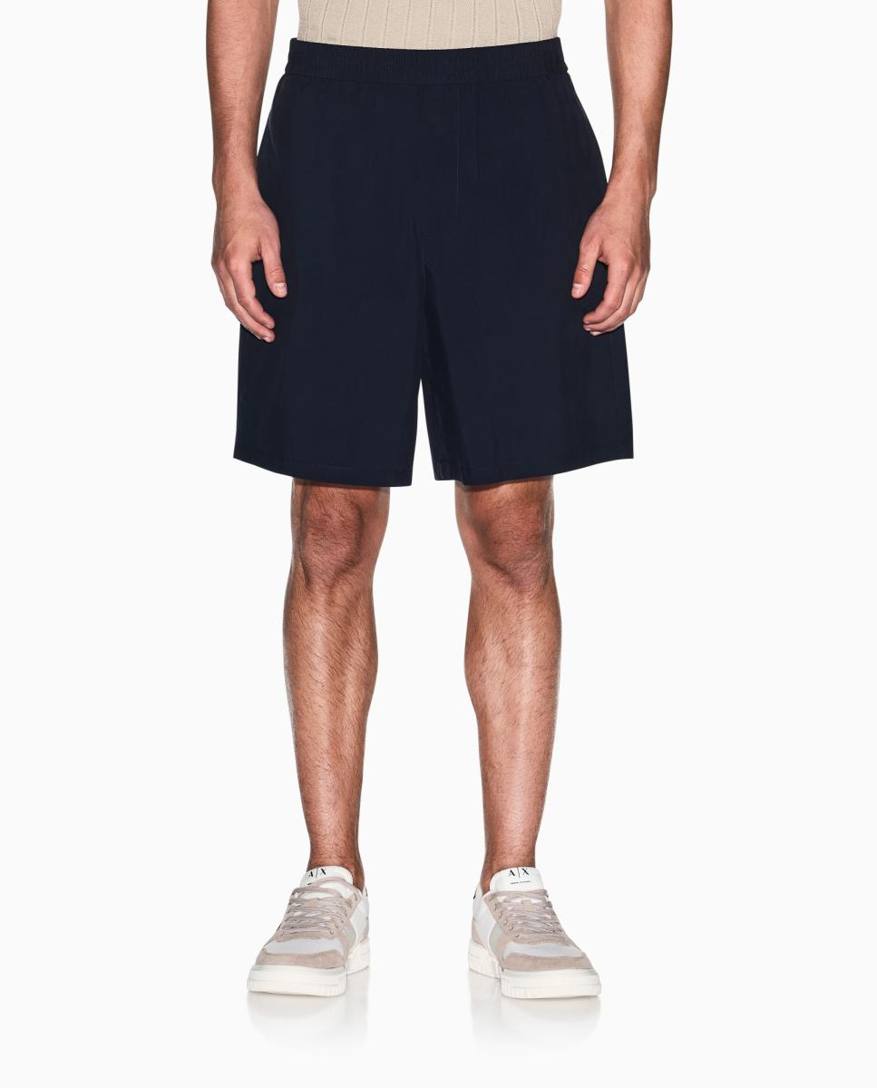 Bermudas de Algodão com Cintura Elástica Azul-marinho-2