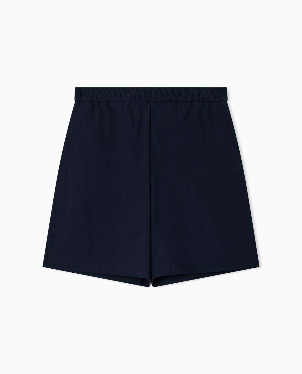 Bermudas de Algodão com Cintura Elástica Azul-marinho-3
