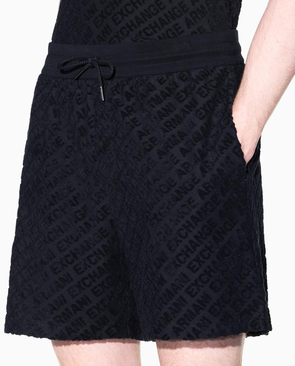 Bermudas com Cintura Elástica e Letras em Relevo Azul-marinho-4