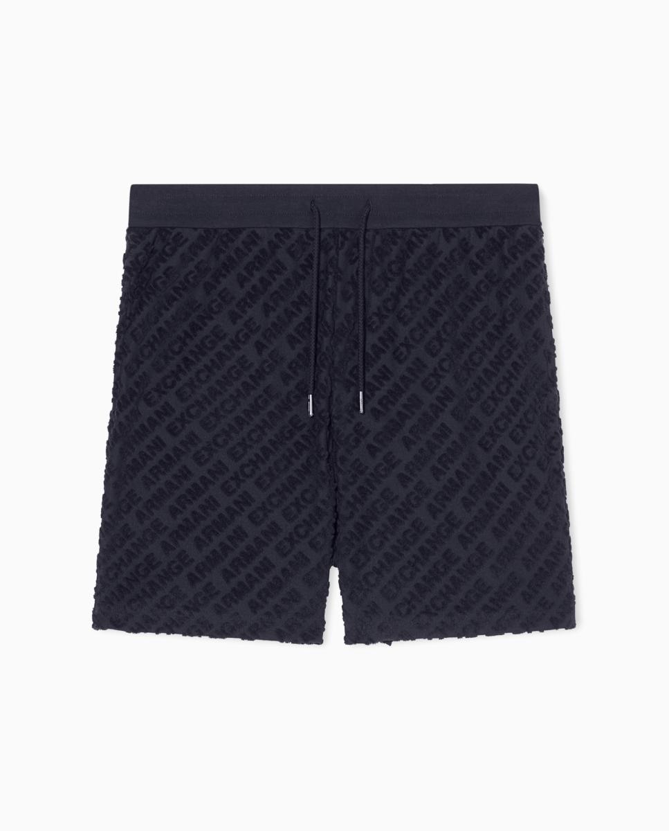Bermudas com Cintura Elástica e Letras em Relevo Azul-marinho-5