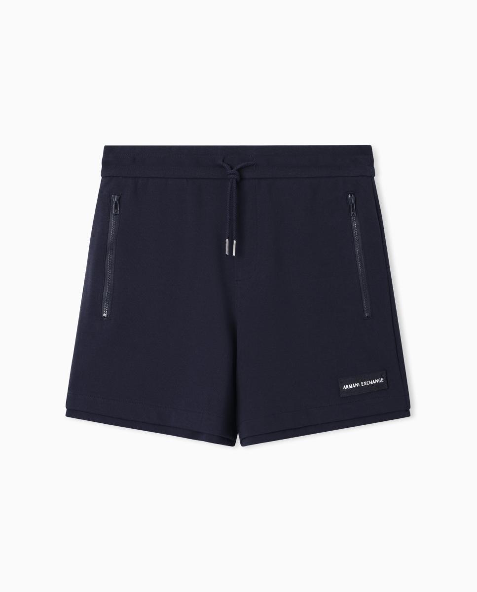 Bermudas com Cintura Elástica em Bolsos com Fecho de Correr Azul-marinho-5