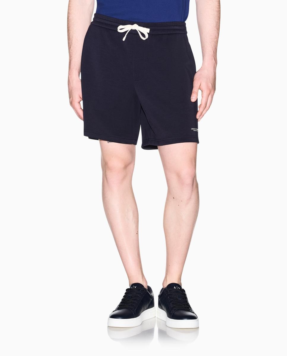 Bermudas com Fita Lateral em Felpa Azul-marinho-2