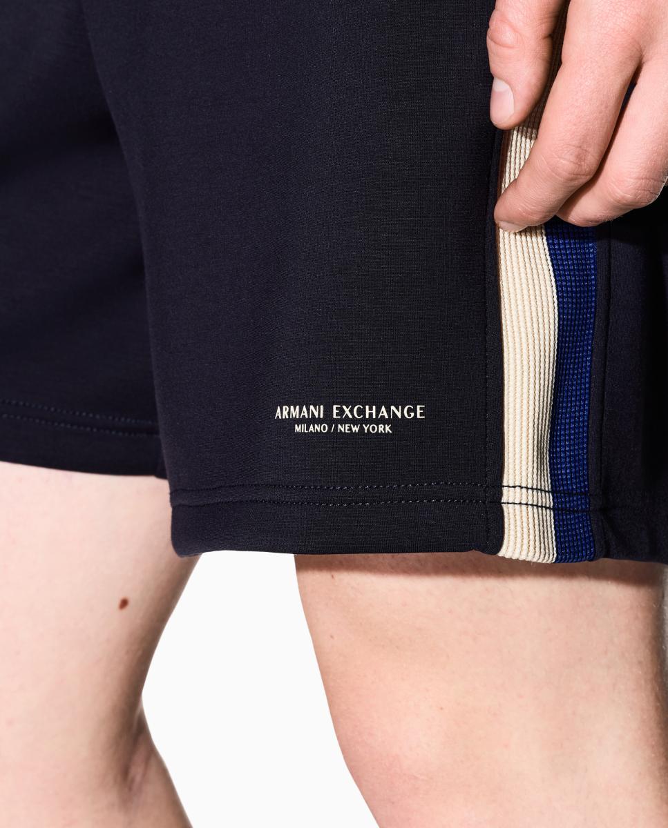 Bermudas com Fita Lateral em Felpa Azul-marinho-5
