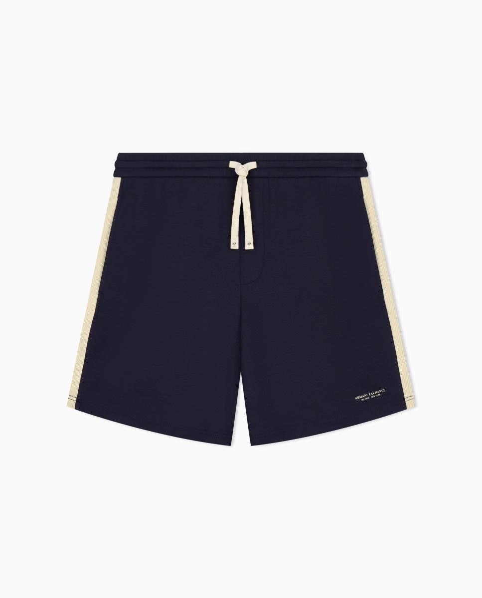 Bermudas com Fita Lateral em Felpa Azul-marinho-6