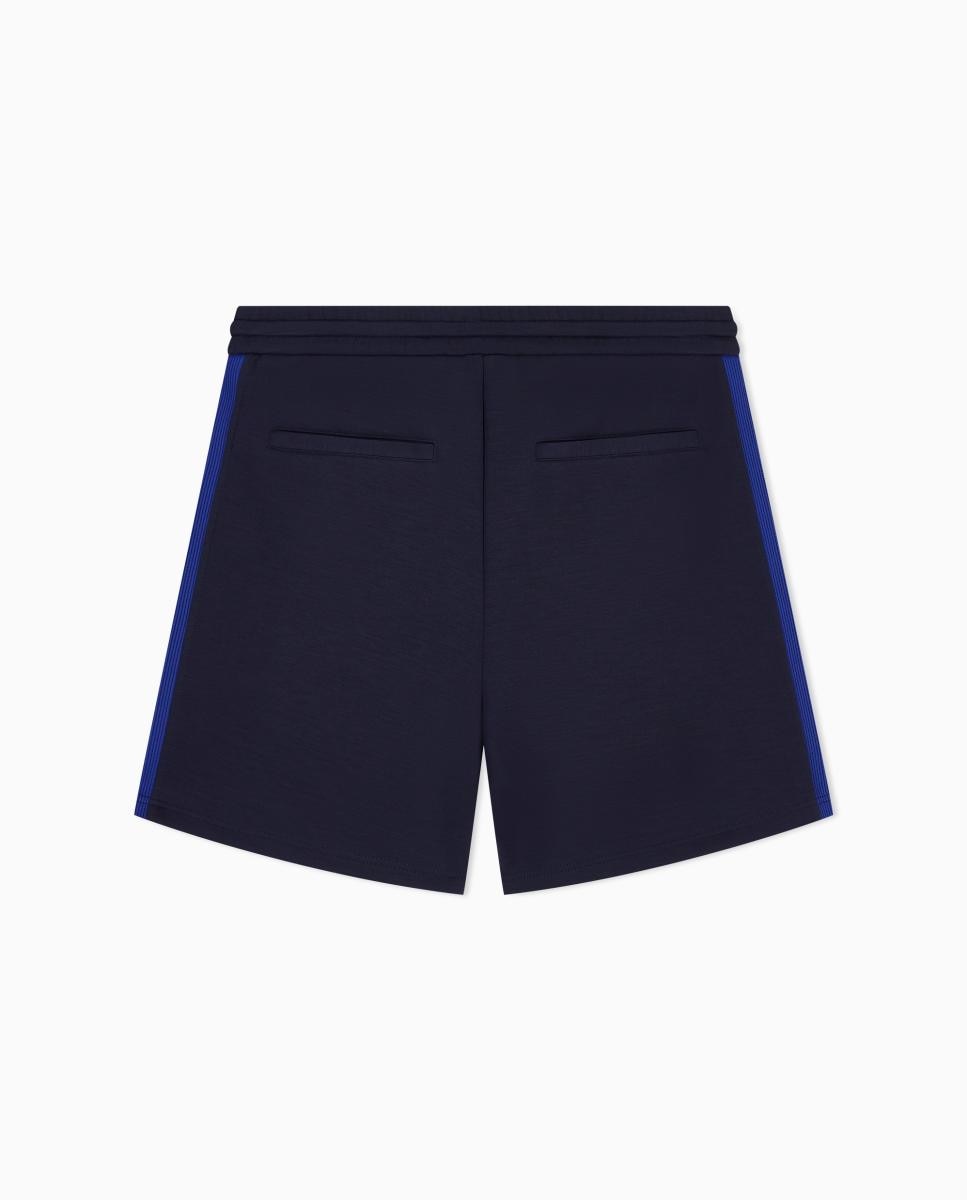 Bermudas com Fita Lateral em Felpa Azul-marinho-7