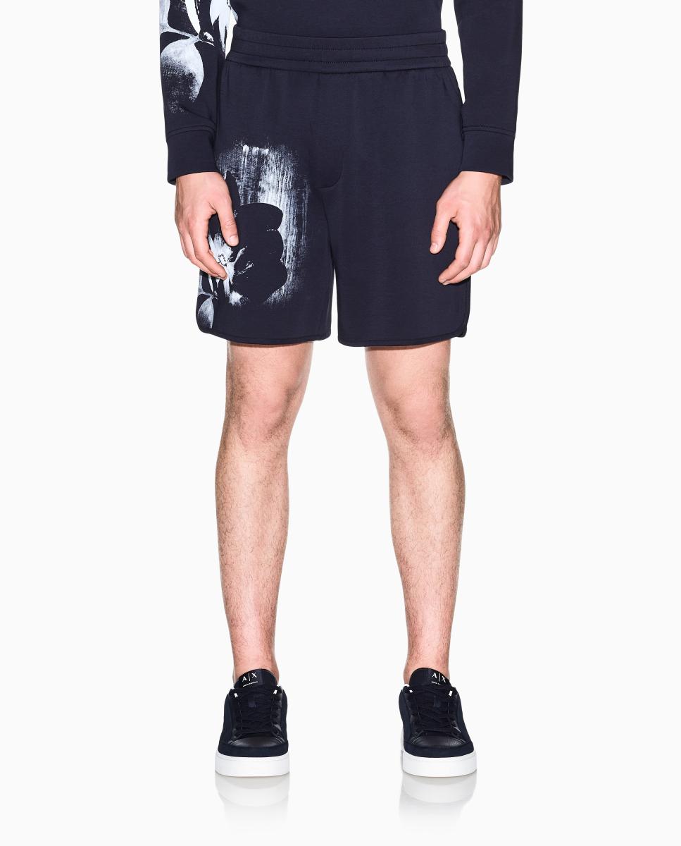Bermudas de Felpa com Estampado Azul-marinho-2