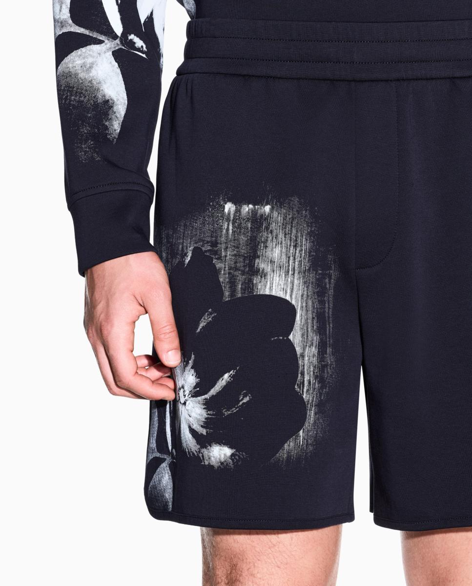 Bermudas de Felpa com Estampado Azul-marinho-4