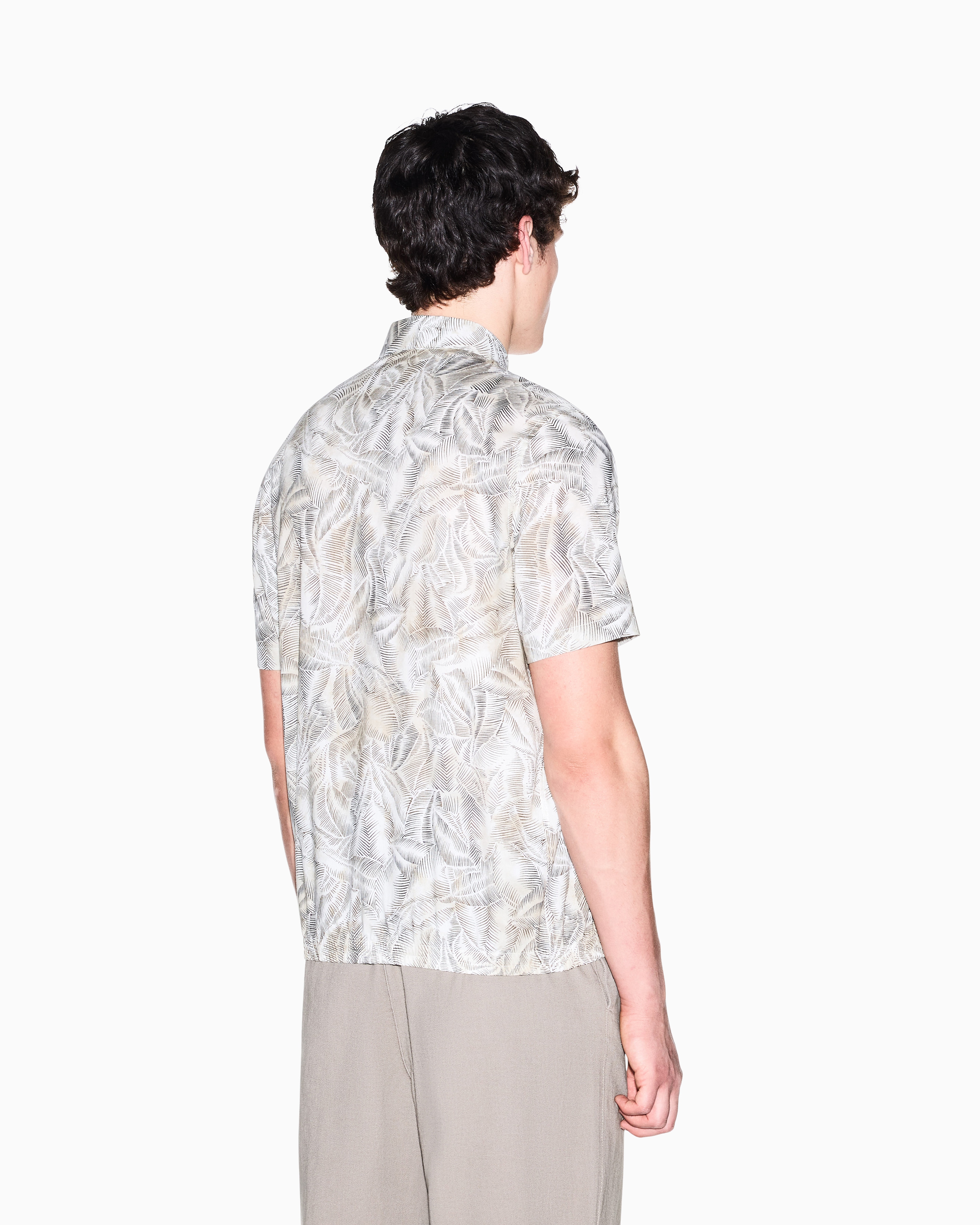 Camisa de Algodão Estampado Boxy Fit Cinzento-2