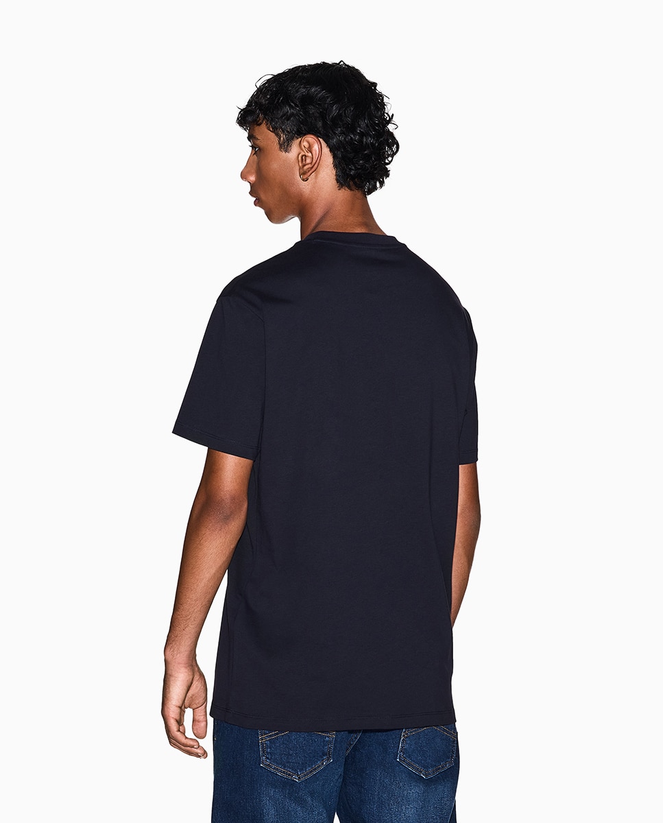 T-shirt de Manga Curta com Logótipo a Condizer Azul-marinho-2