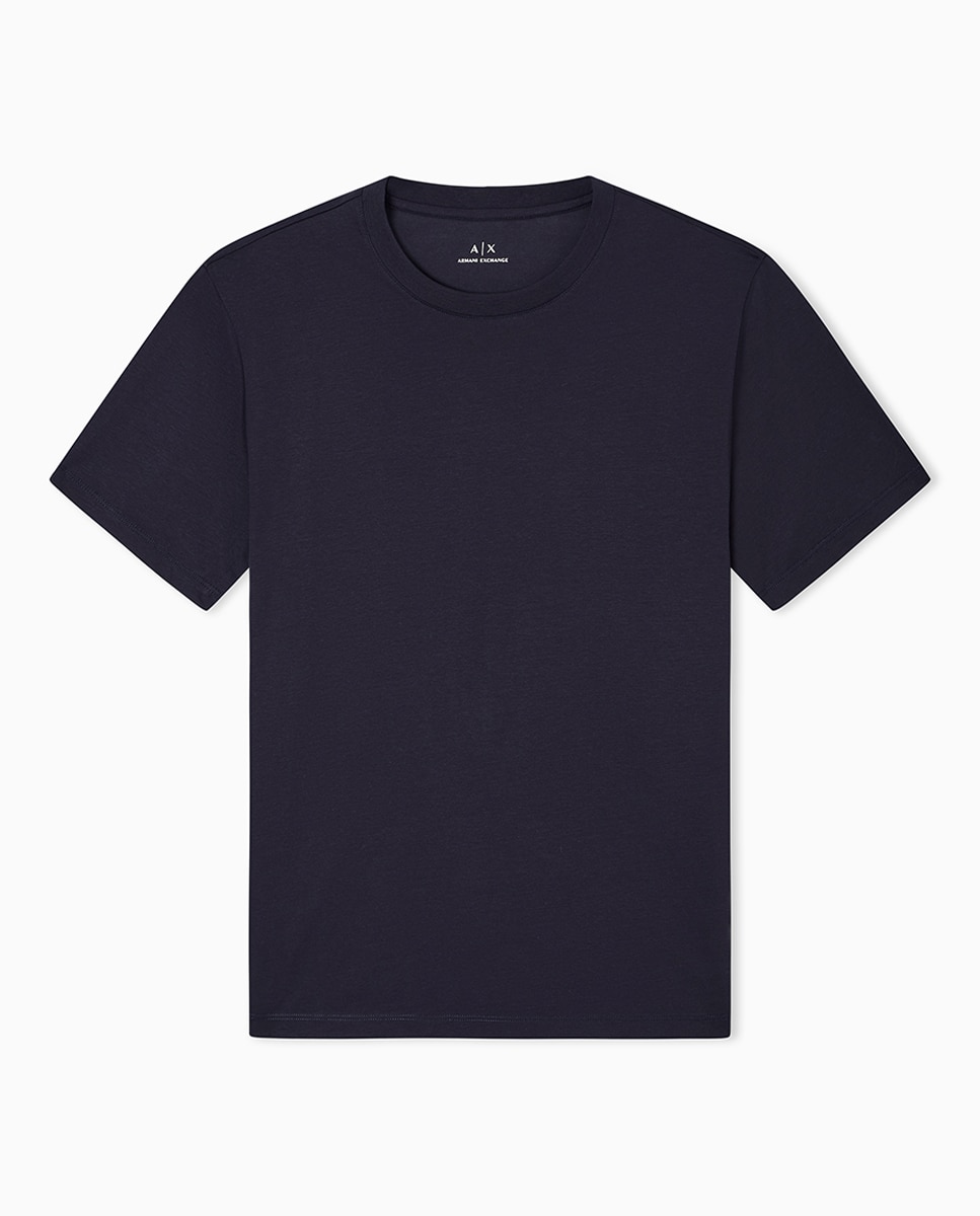 T-shirt em Algodão Mercerizado com Manga Curta Azul-marinho-4