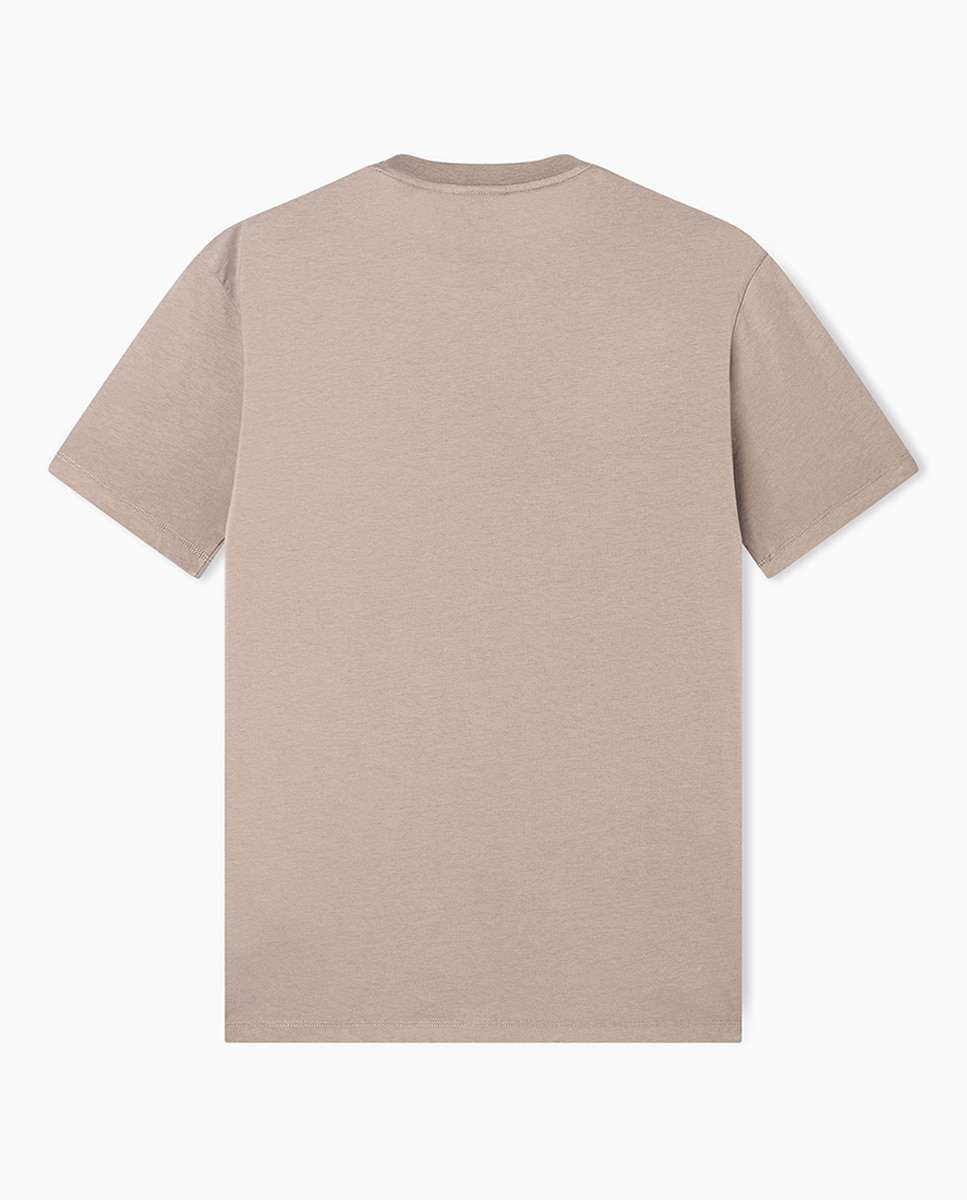 T-shirt de Manga Curta com Logótipo Bege-2