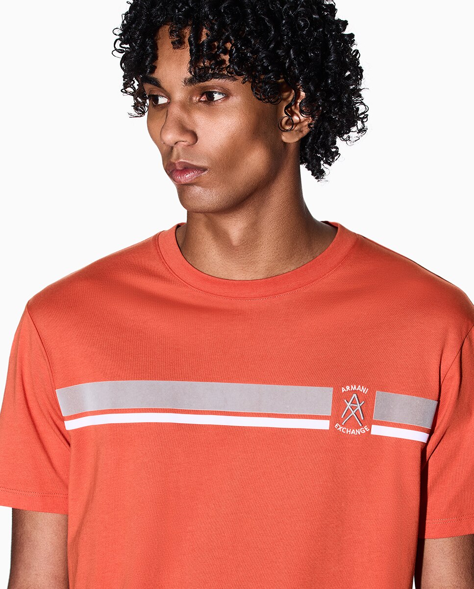T-shirt Regular Fit com Manga Curta Laranja-3