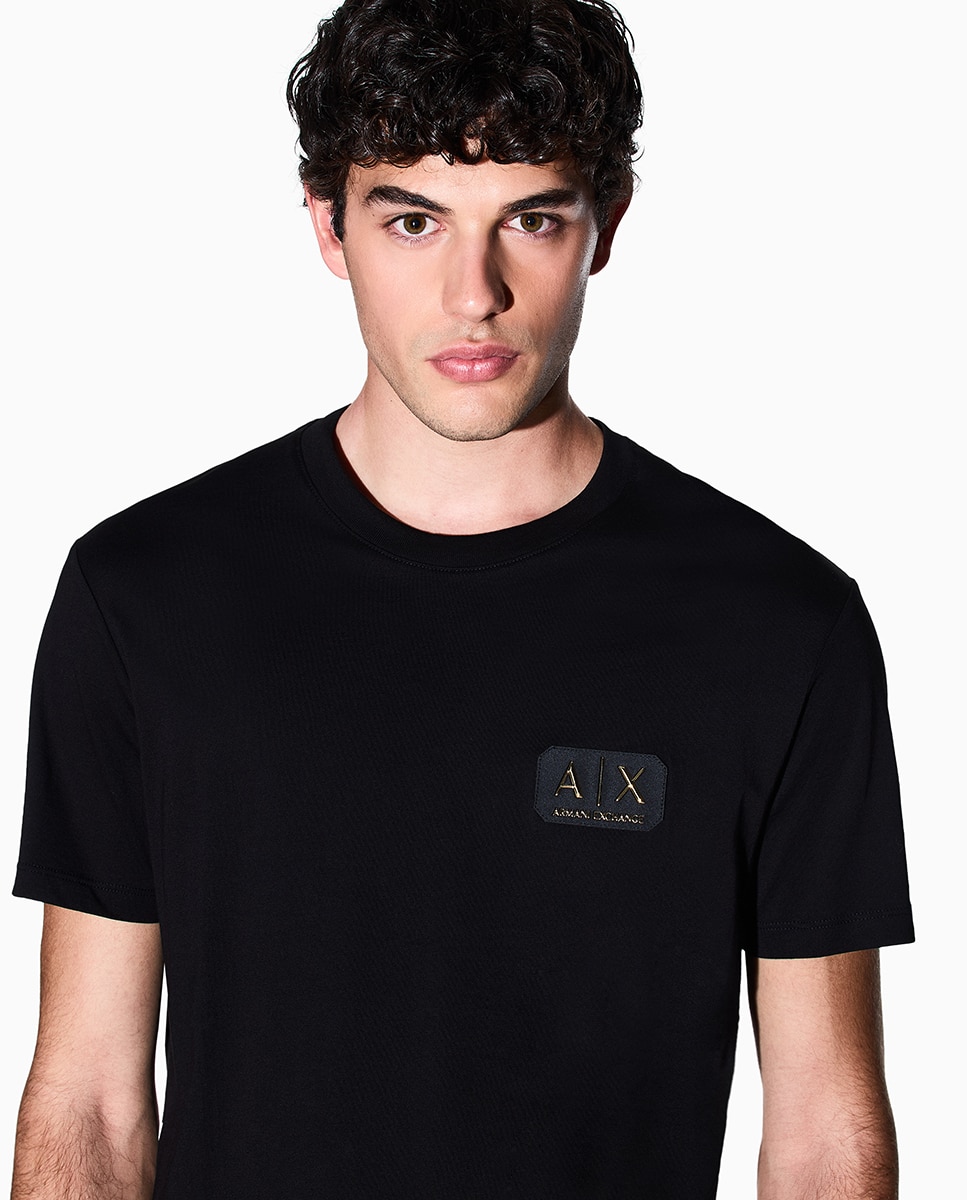 T-shirt Regular Fit com Manga Curta Preto-3
