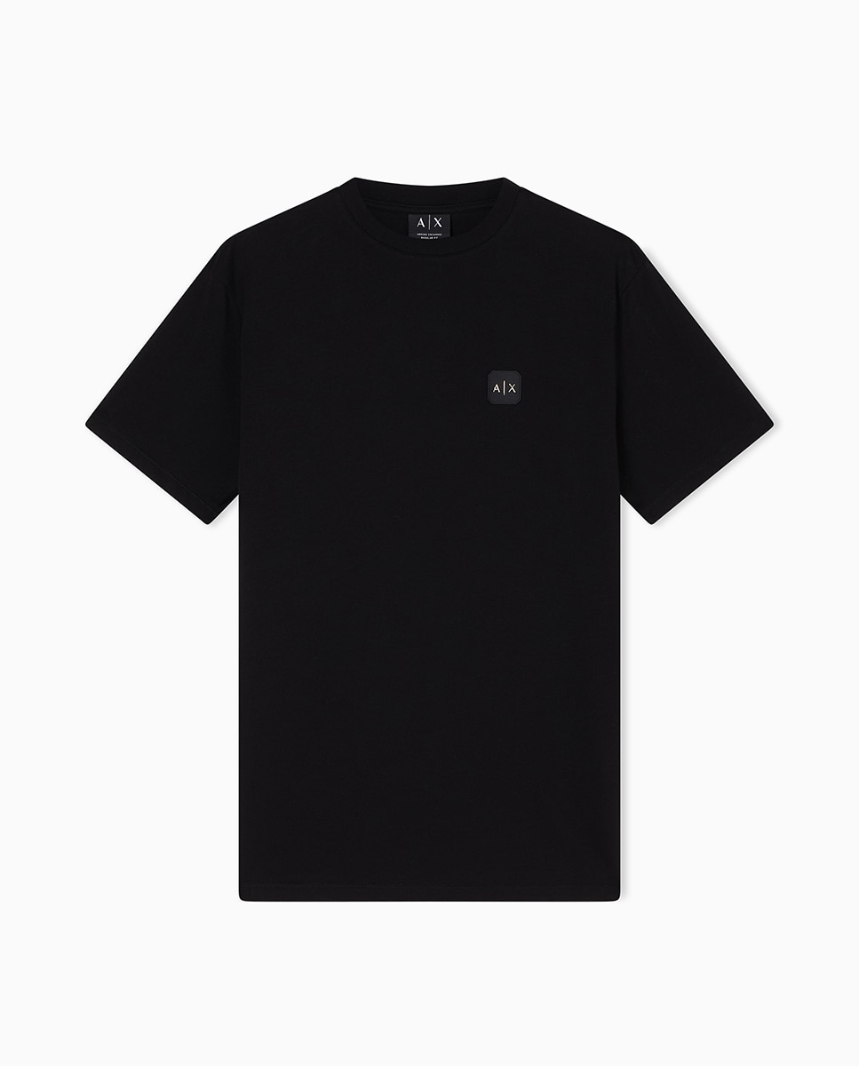 T-shirt Regular Fit com Manga Curta Preto-4