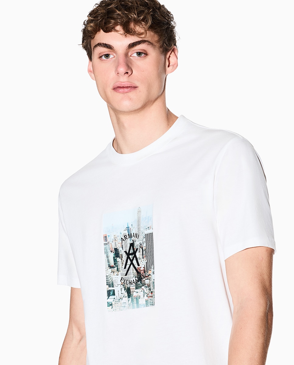 T-shirt Regular Fit com Manga Curta Branco-3