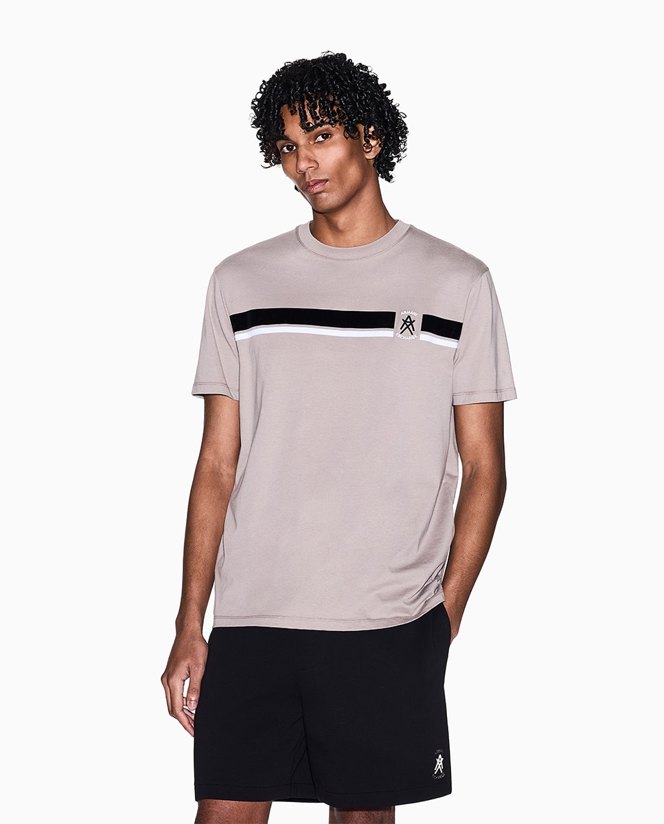 T-shirt Regular Fit com Manga Curta Castanho-claro-1