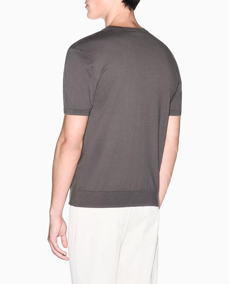 T-shirt de Malha Regular Fit com Manga Curta Verde-militar-2