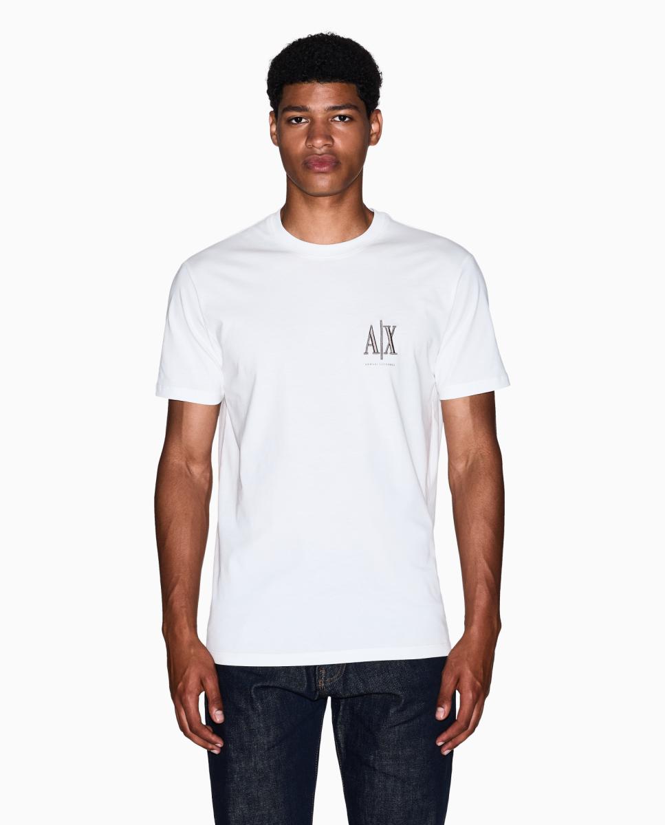 T-shirt de Manga Curta com Logótipo Bordado Branco-1