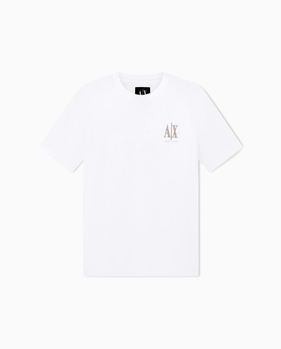 T-shirt de Manga Curta com Logótipo Bordado Branco-4
