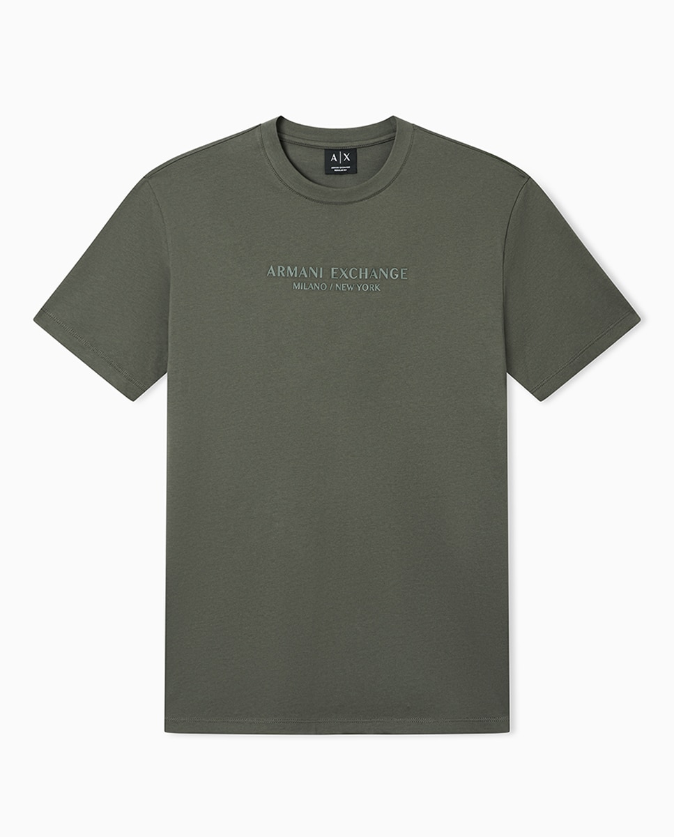 T-shirt de Manga Curta com Logótipo a Condizer Verde-militar-4