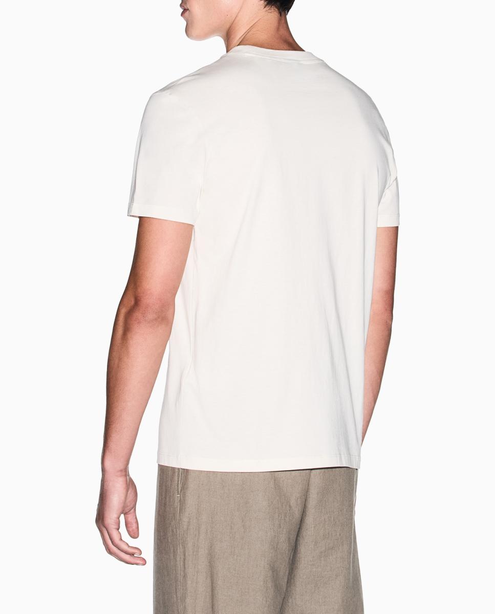 T-shirt Slim Fit com Manga Curta Creme-3