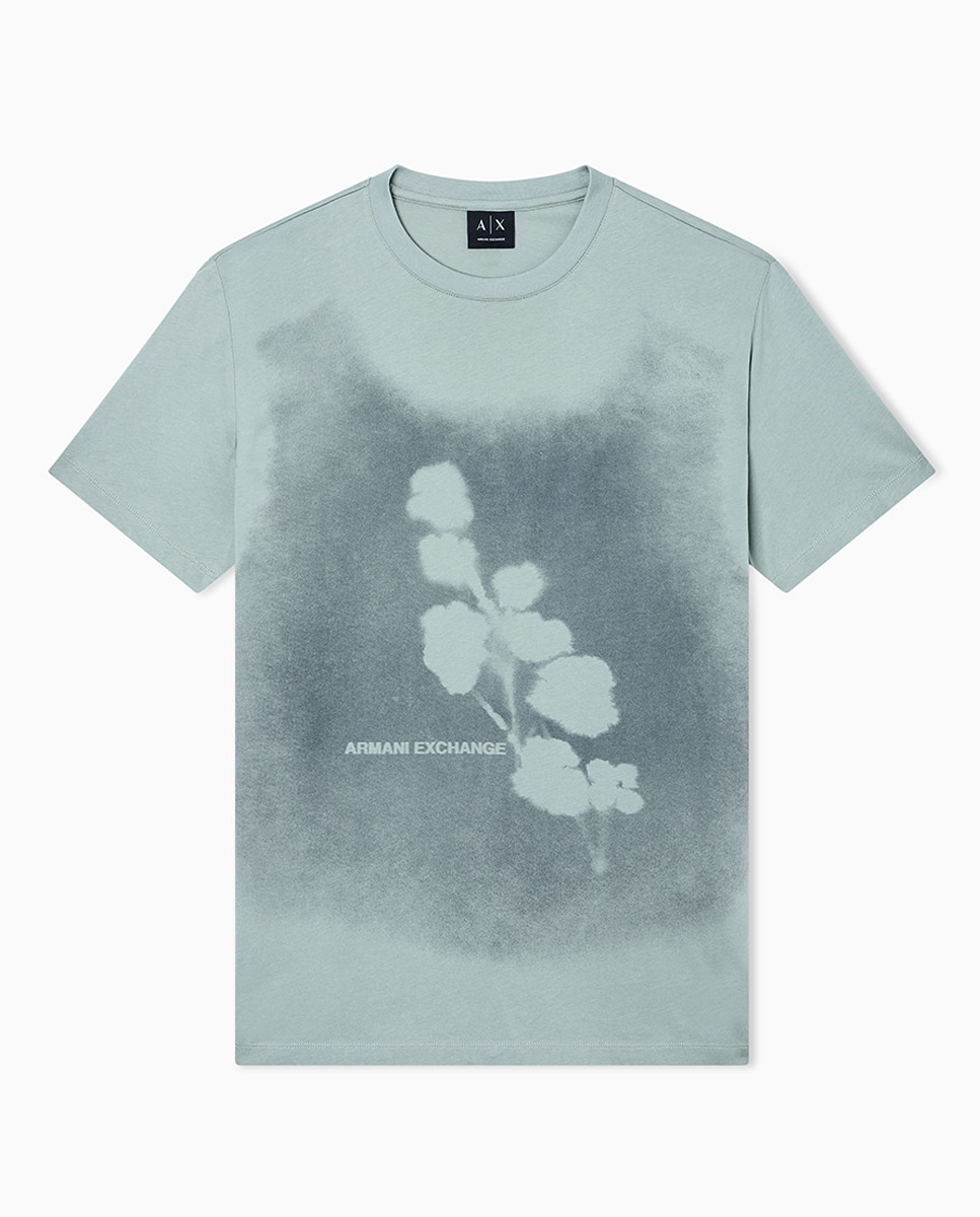 T-shirt de Manga Curta com Estampado à Frente Verde-claro-1