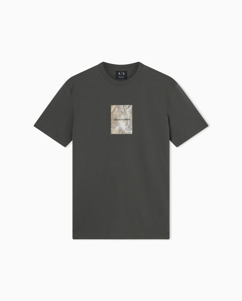 T-shirt de Manga Curta com Estampado de Palmeiras à Frente Verde-militar-5