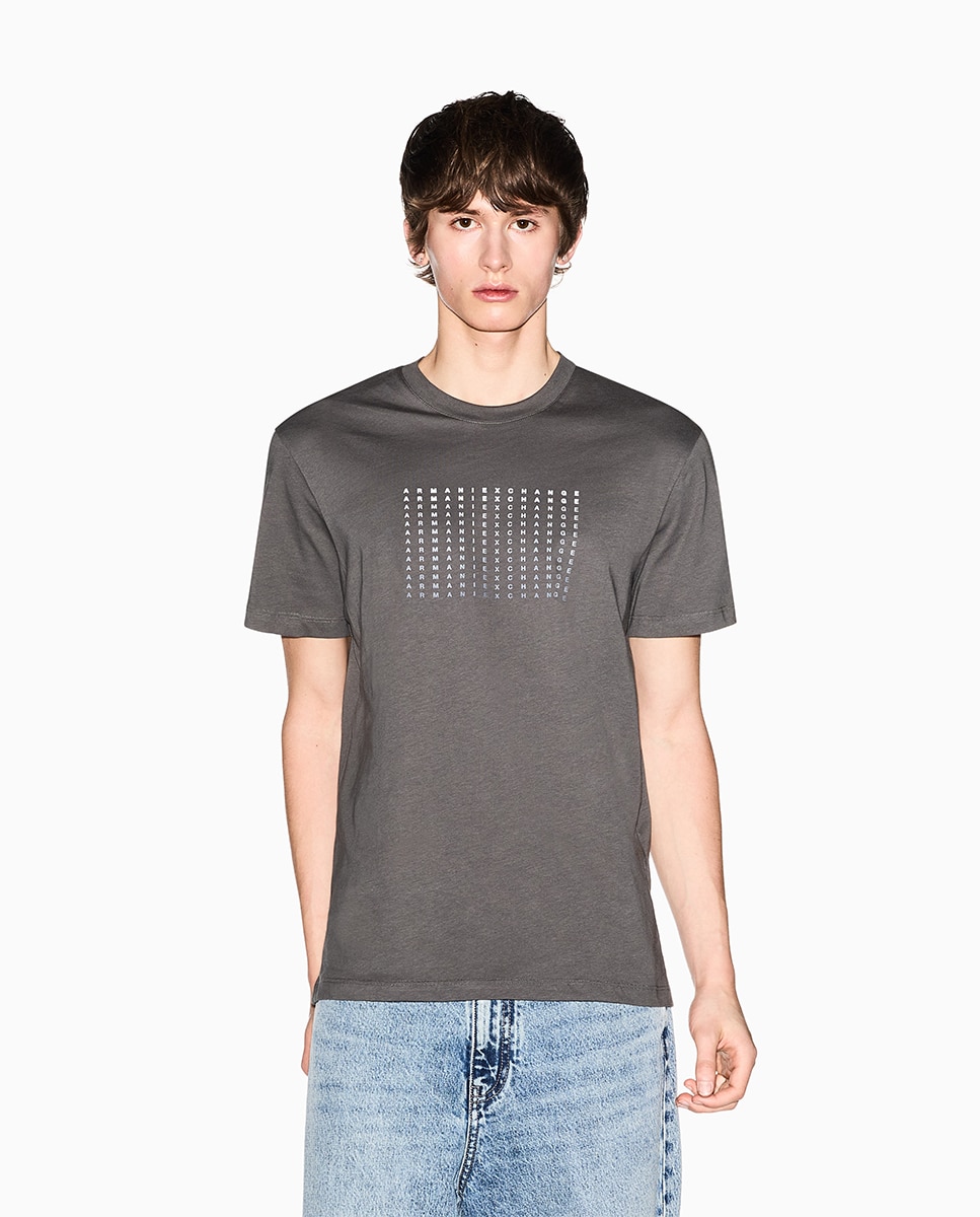 T-shirt de Manga Curta com Logótipo em Degradé Verde-militar-1