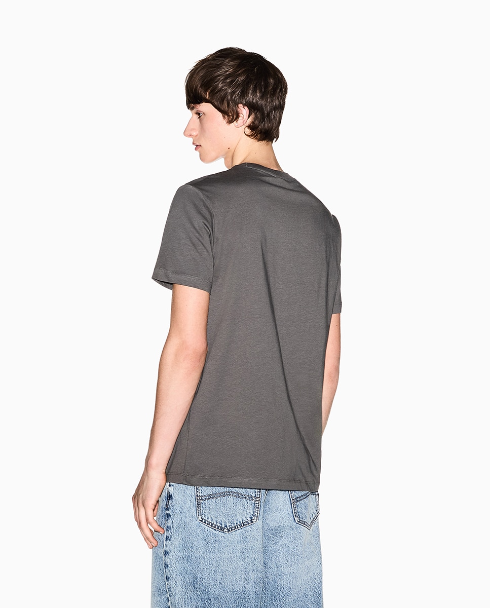 T-shirt de Manga Curta com Logótipo em Degradé Verde-militar-2
