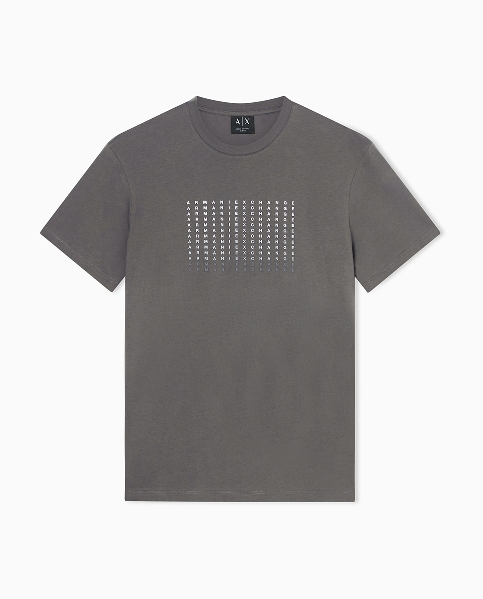 T-shirt de Manga Curta com Logótipo em Degradé Verde-militar-4