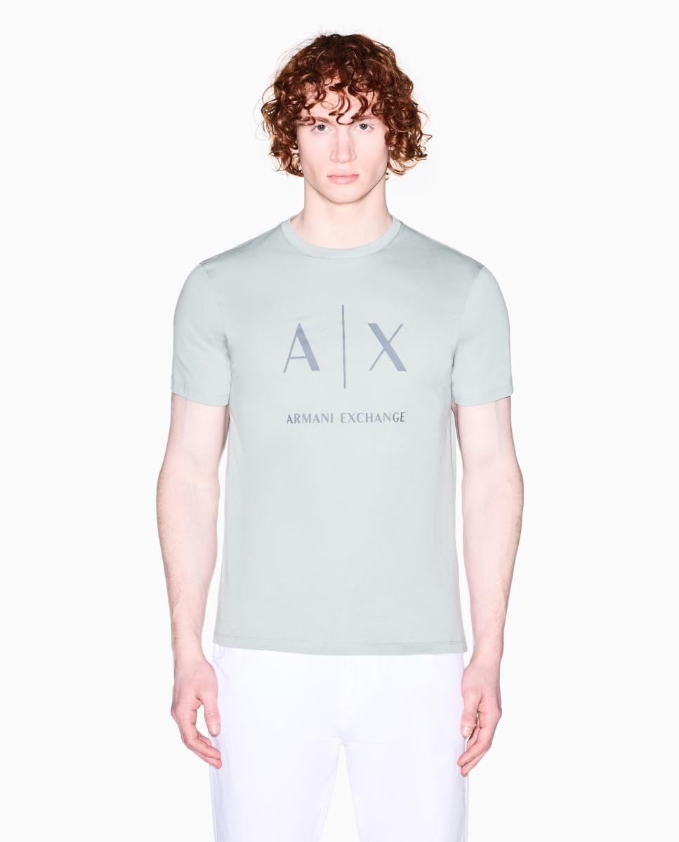 T-shirt de Manga Curta com Logótipo em Contraste Verde-claro-1