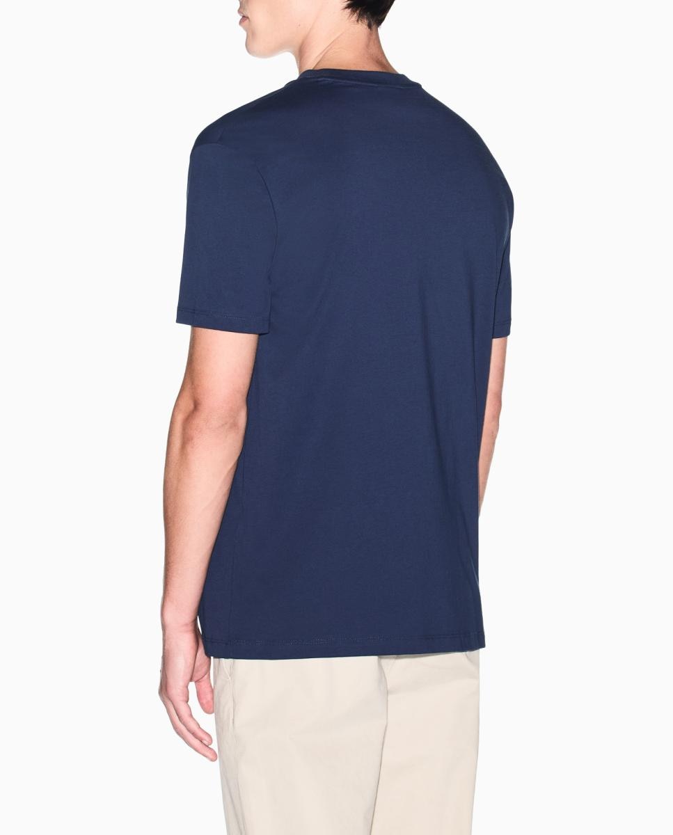 T-shirt de Manga Curta com Logótipo com Efeito Desgastado Azul-2