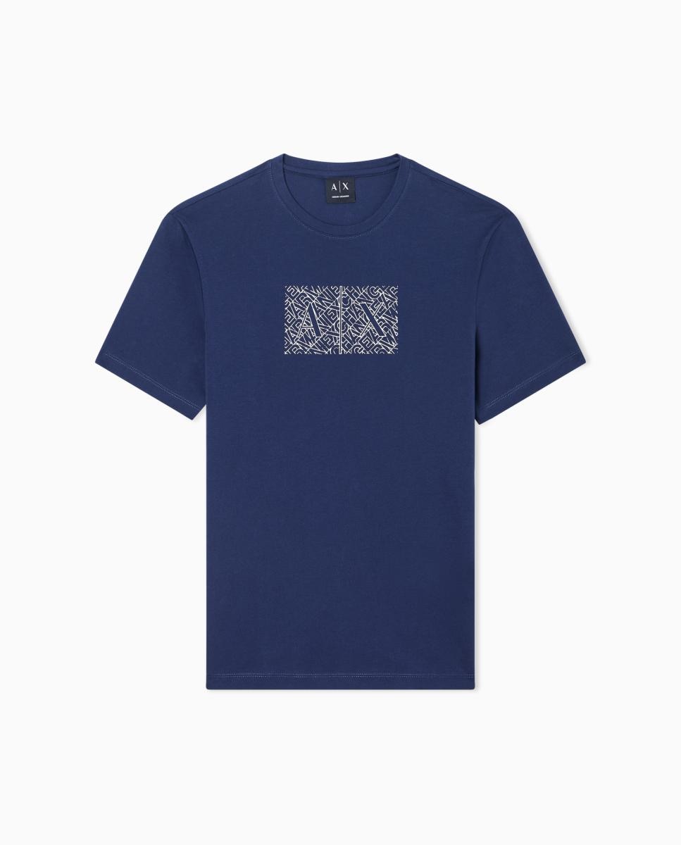 T-shirt de Manga Curta com Logótipo Estampado em Box Azul-3