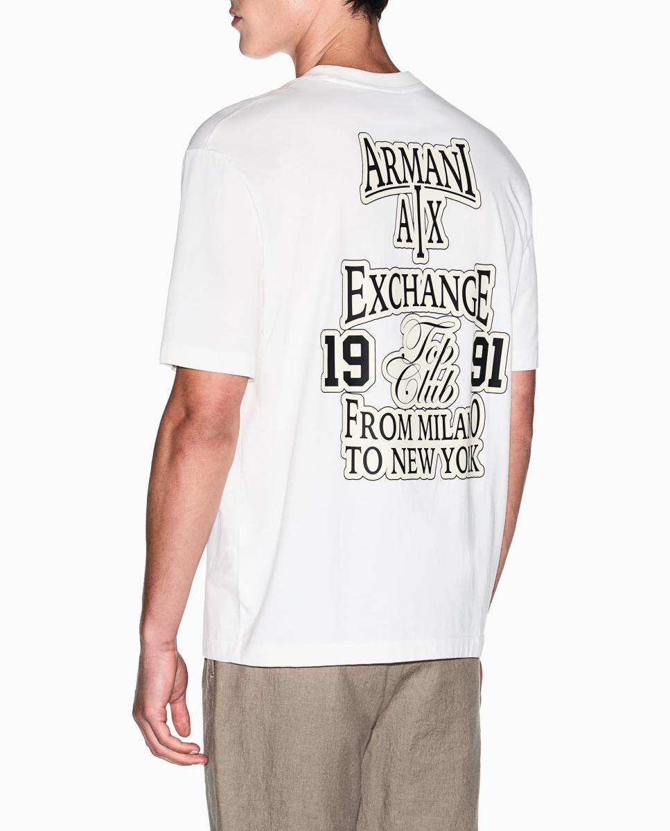 T-shirt de Manga Curta com Estampado Grande nas Costas Branco-2
