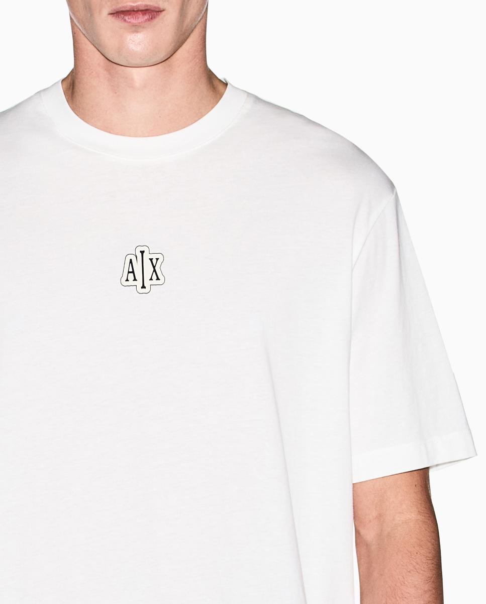 T-shirt de Manga Curta com Estampado Grande nas Costas Branco-3