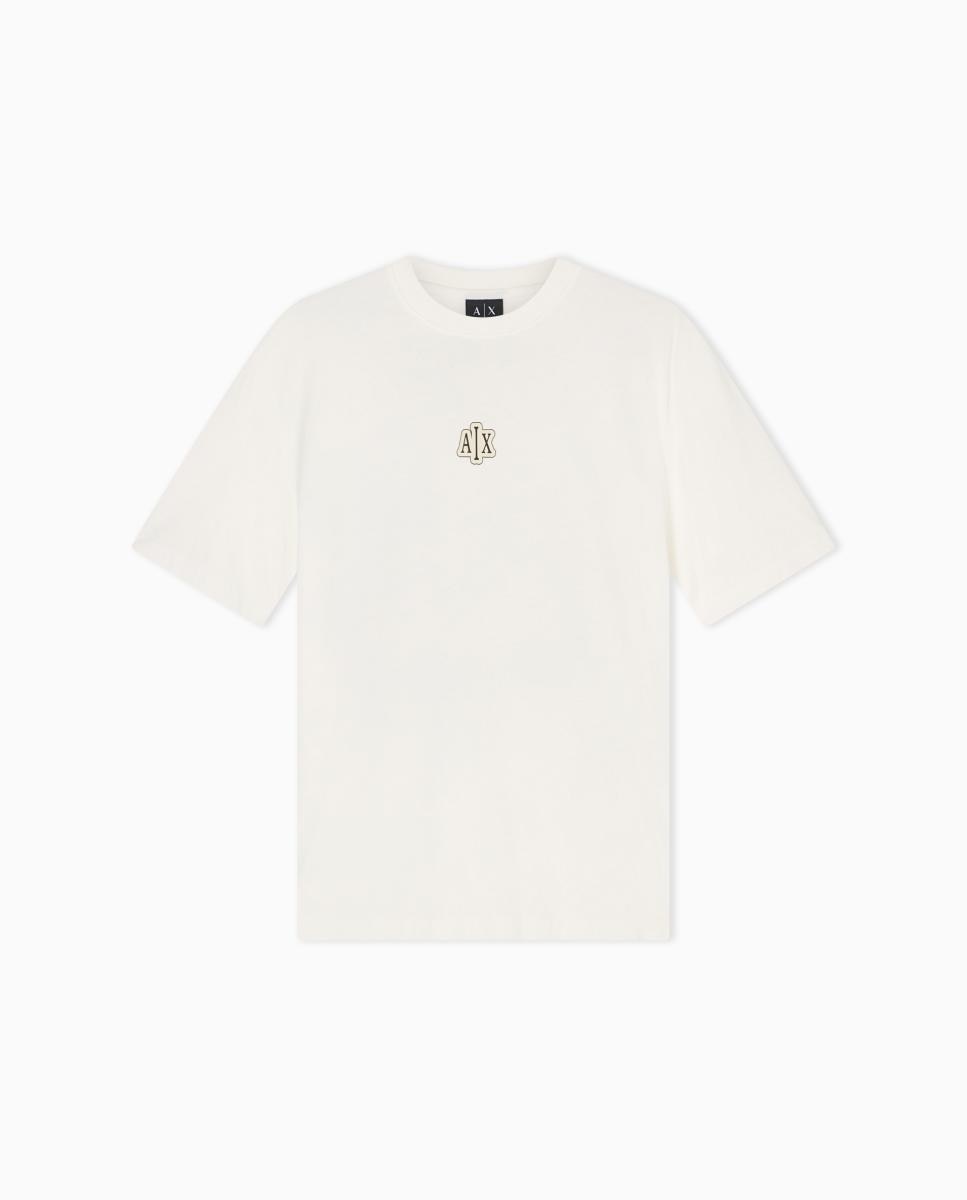 T-shirt de Manga Curta com Estampado Grande nas Costas Branco-4