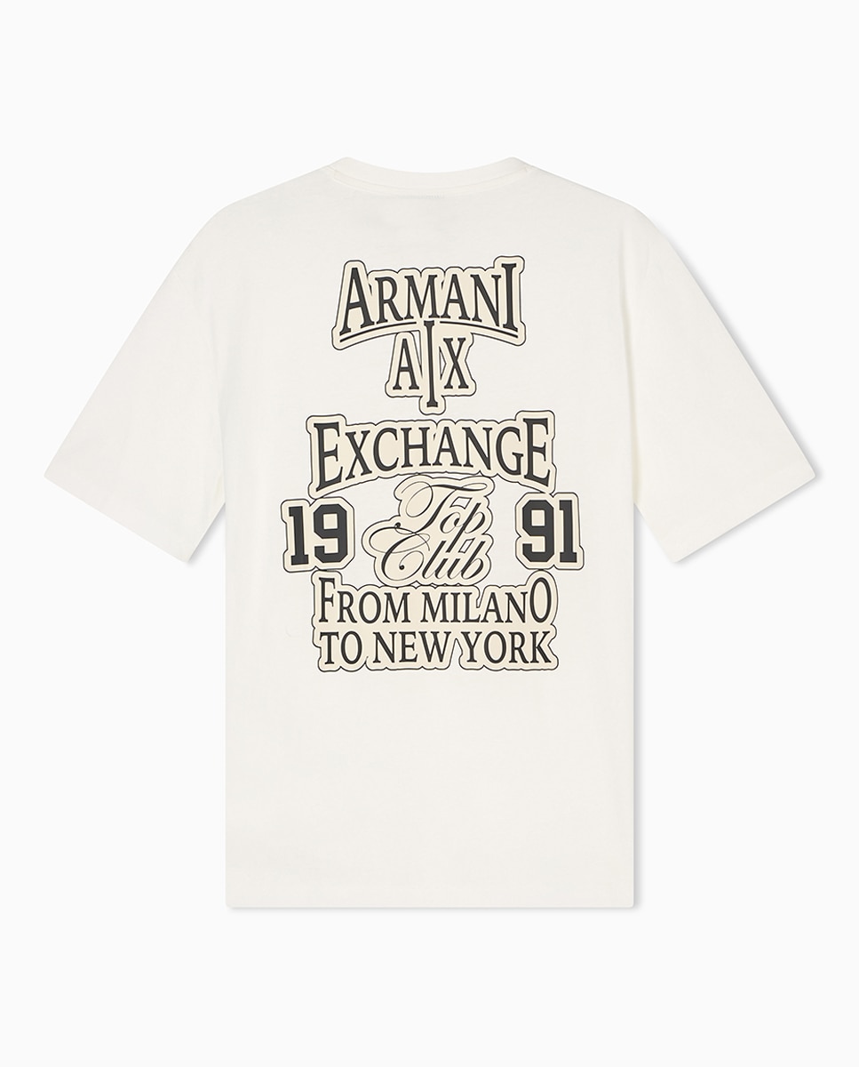 T-shirt de Manga Curta com Estampado Grande nas Costas Branco-5