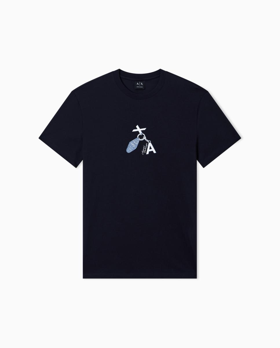 T-shirt de Manga Curta com Estampado Azul-marinho-5