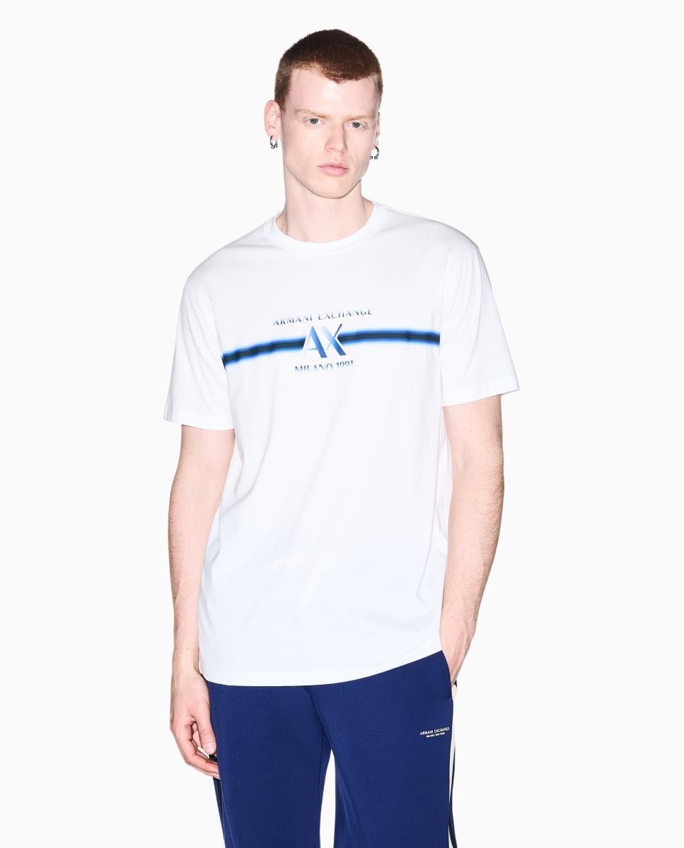 Camiseta de hombre manga corta con logo frontal - Armani Exchange - Blanco Blanco-1