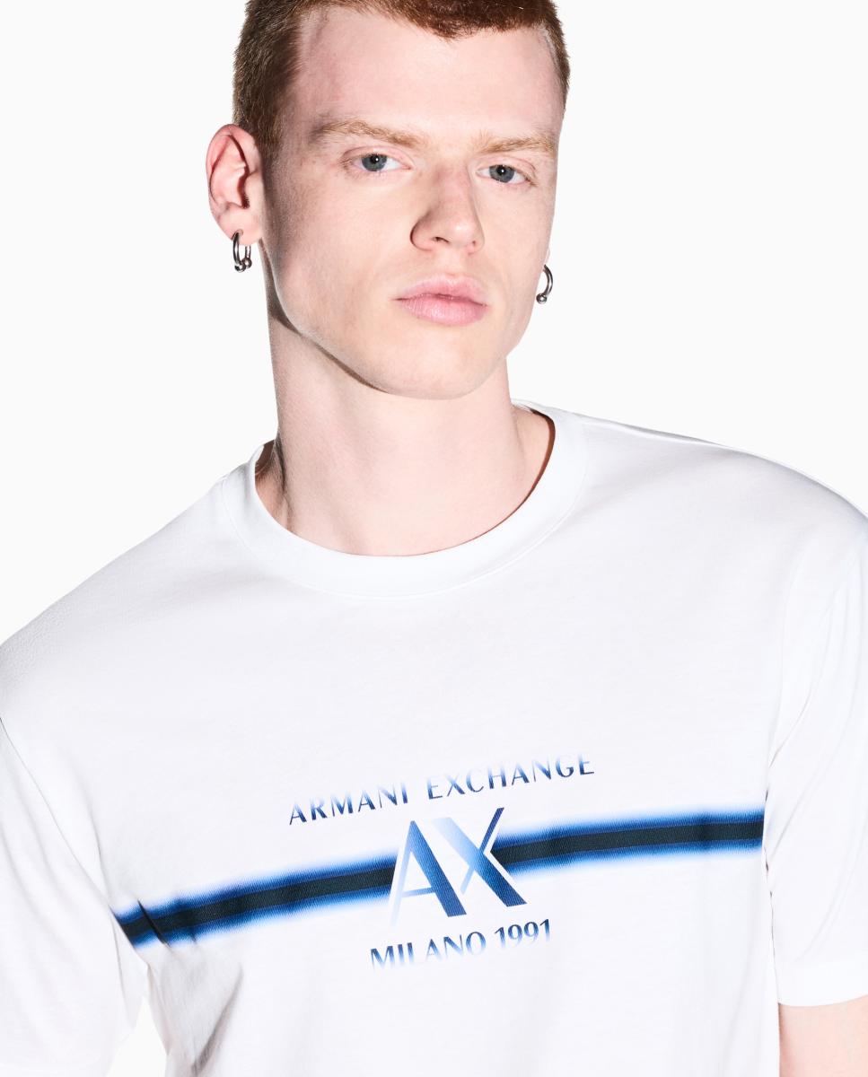 Camiseta de hombre manga corta con logo frontal - Armani Exchange - Blanco Blanco-3
