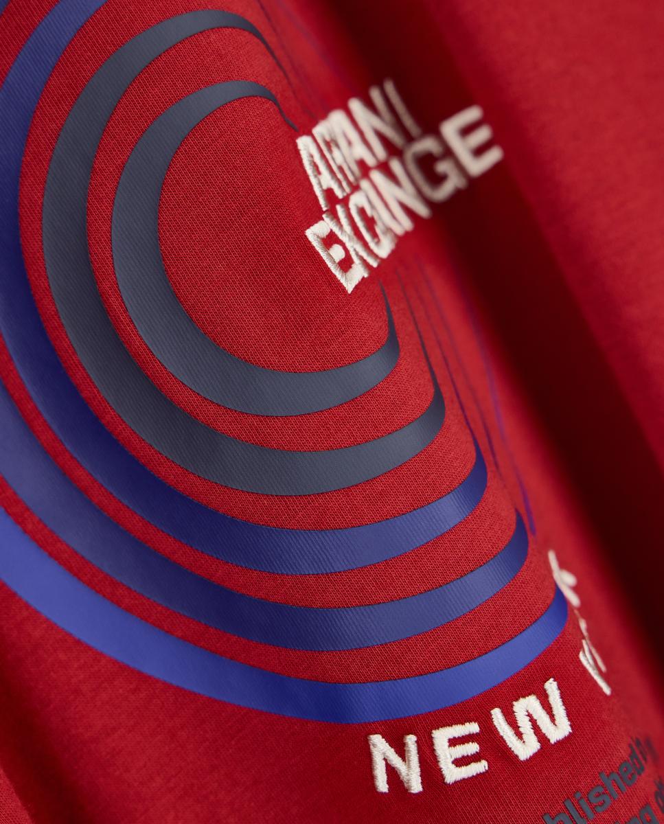 Camiseta de hombre manga corta con estampado - Armani Exchange - Burdeos Burdeos-2