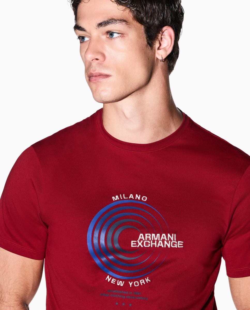 Camiseta de hombre manga corta con estampado - Armani Exchange - Burdeos Burdeos-4