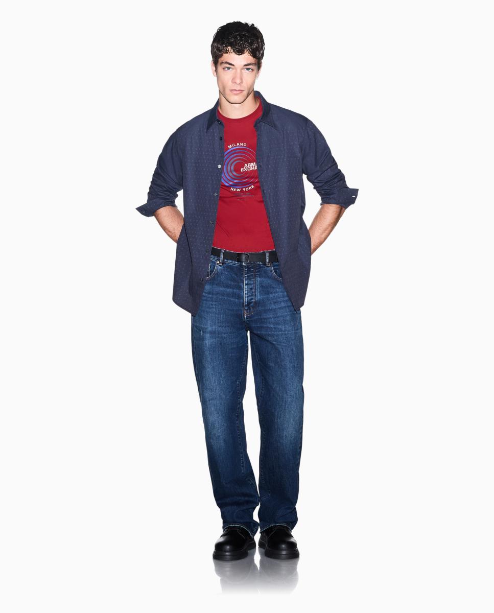Camiseta de hombre manga corta con estampado - Armani Exchange - Burdeos Burdeos-5