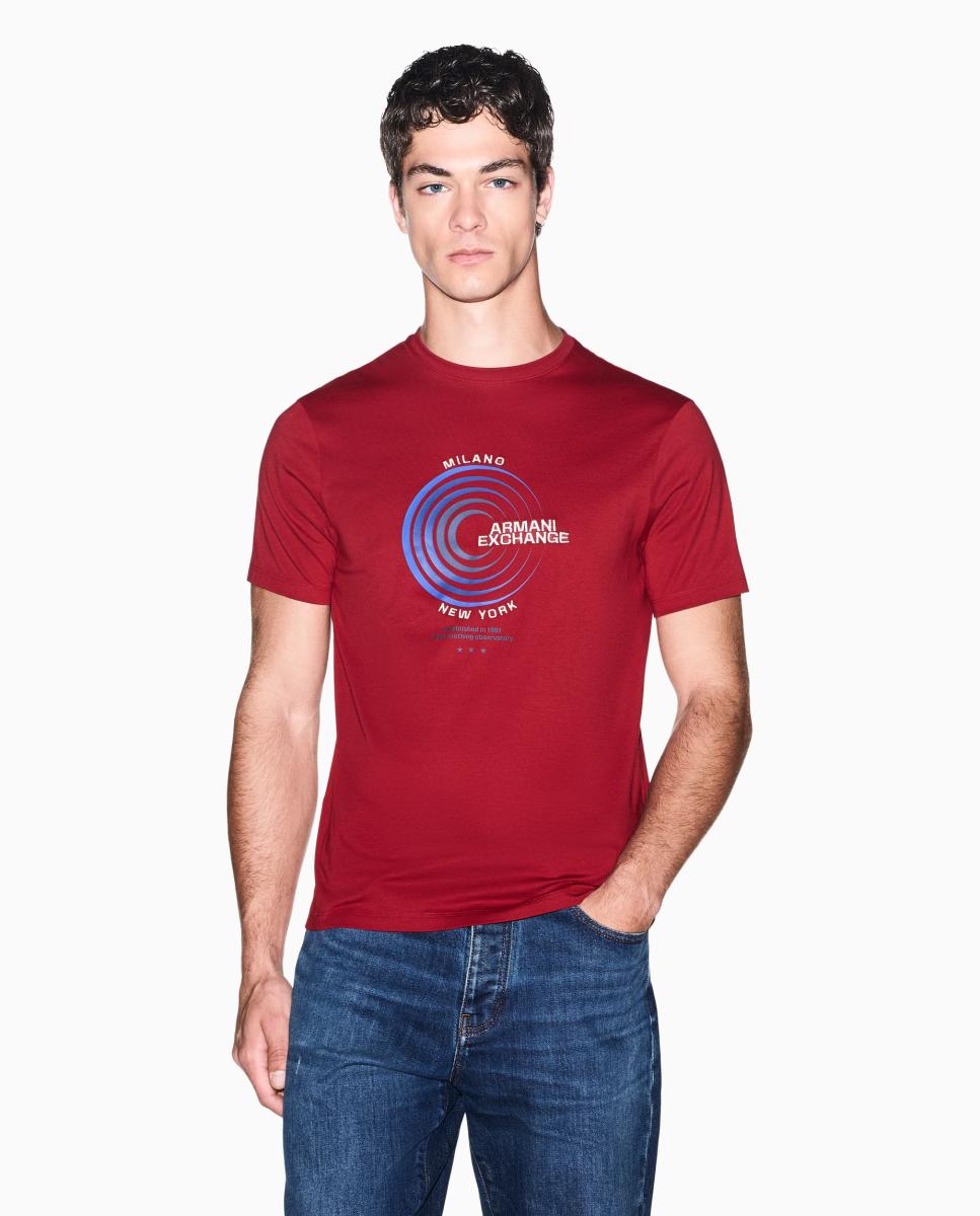 Camiseta de hombre manga corta con estampado - Armani Exchange - Burdeos Burdeos-6