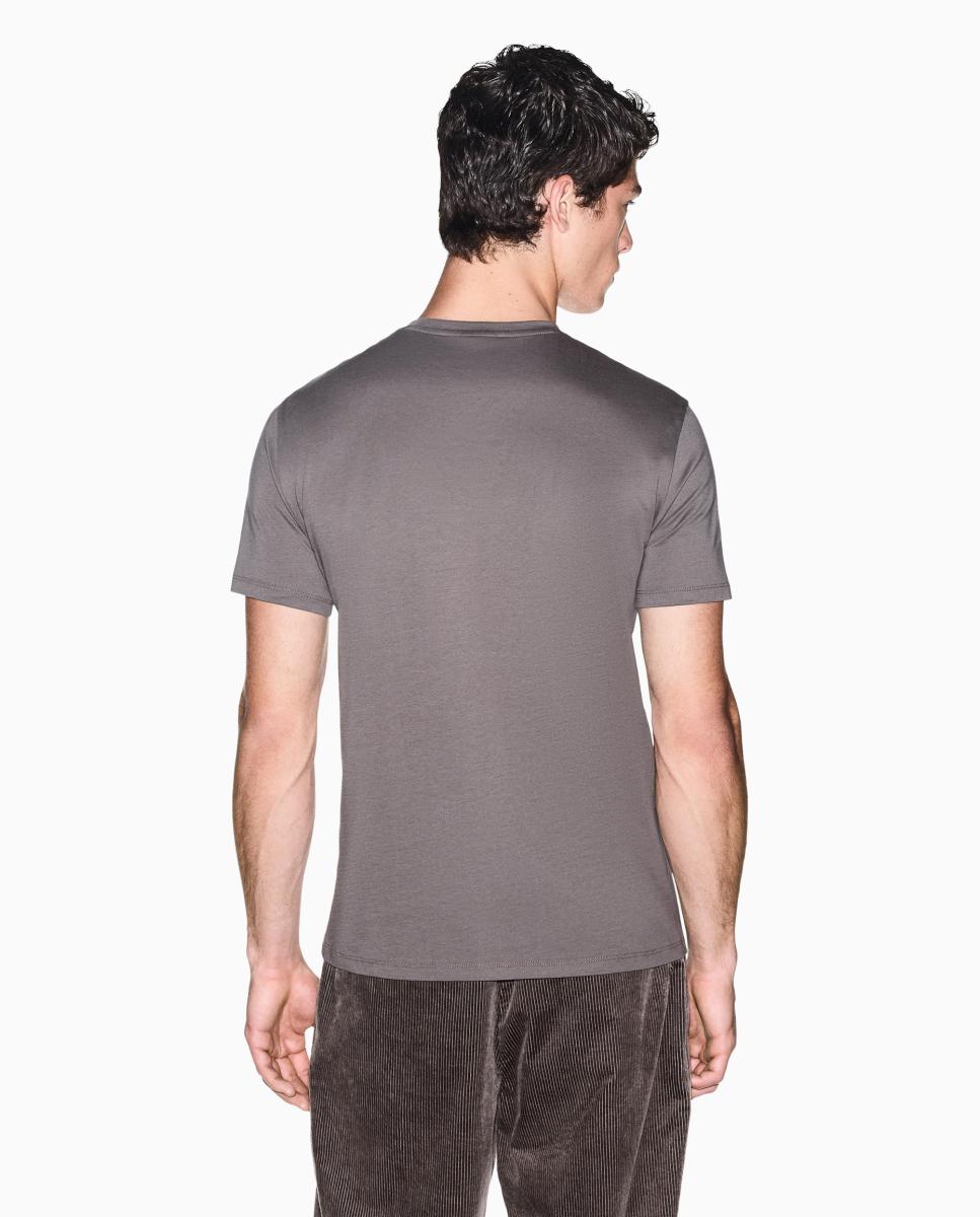 T-shirt de Manga Curta com Estampado Taupe-2
