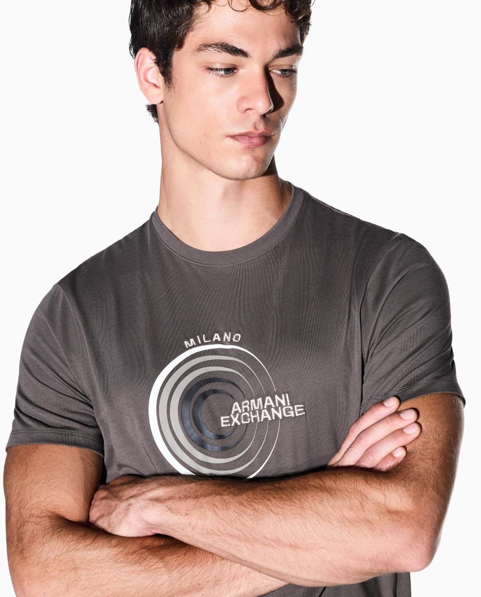 T-shirt de Manga Curta com Estampado Taupe-3