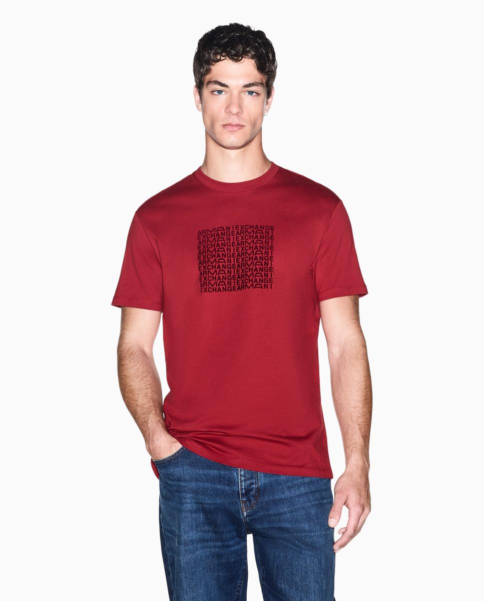 Imagen 1 de Camiseta de hombre manga corta con logo en aplicación flocada - Armani Exchange - Burdeos Burdeos
