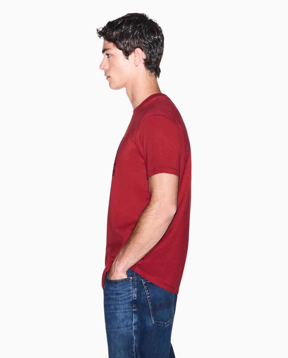 Imagen 3 de Camiseta de hombre manga corta con logo en aplicación flocada - Armani Exchange - Burdeos Burdeos
