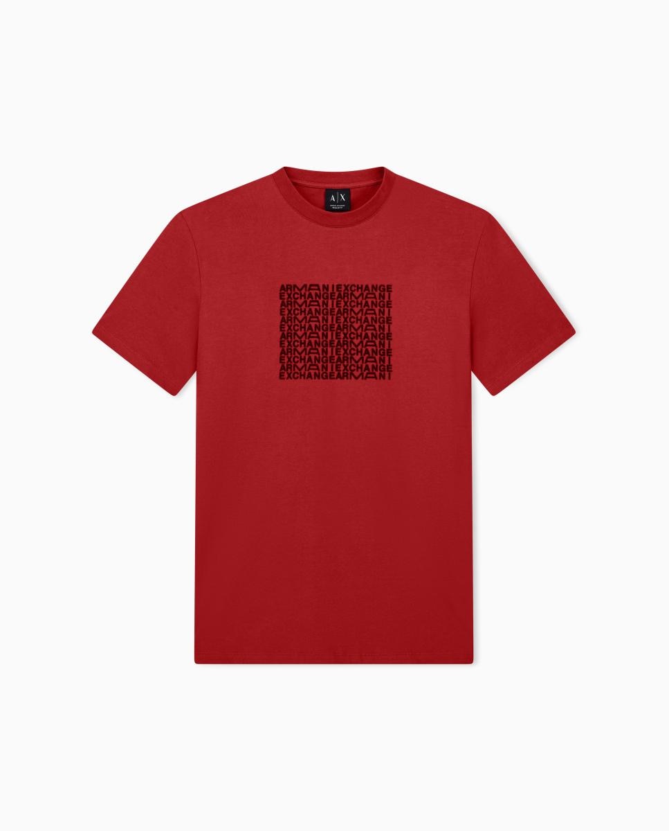 Imagen 6 de Camiseta de hombre manga corta con logo en aplicación flocada - Armani Exchange - Burdeos Burdeos